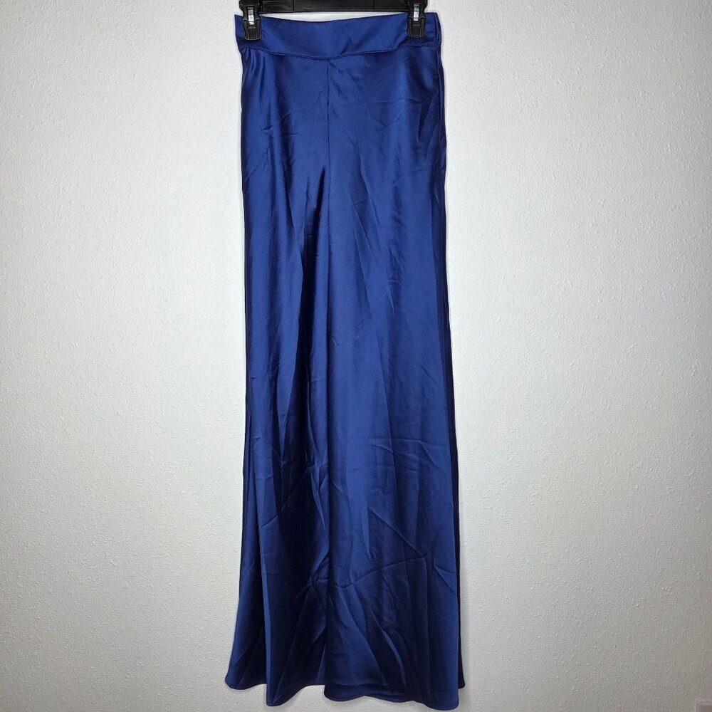 NWT Renee C. Women's Satin Wide Leg Pants - Royal Blue